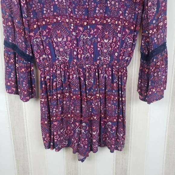 American Eagle Long Sleeved Boho‎ Romper Purple Size Small - Picture 6 of 10